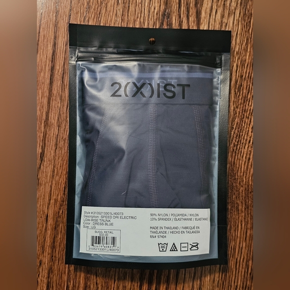 2xist Men's Speed Dri Electric Low-Rise Trunk Navy Blue Boxer Brief - Size Large - Picture 5 of 8